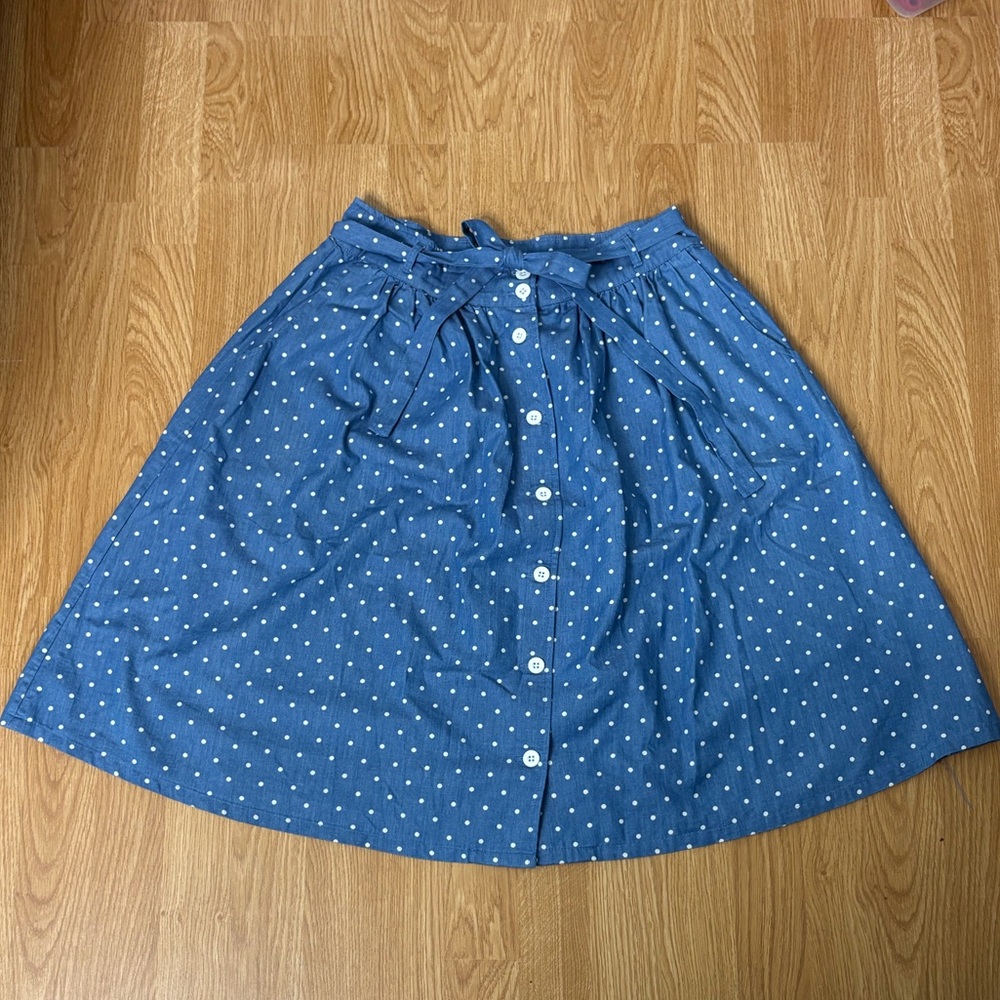 ModCloth Blue & White Polka Dot Skirt with Pockets – Size M - Picture 3 of 7